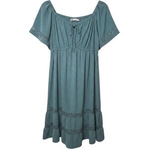 SO Goods For Life Green Geneva Lace Trim Tiered Dress Plus Size XXL New